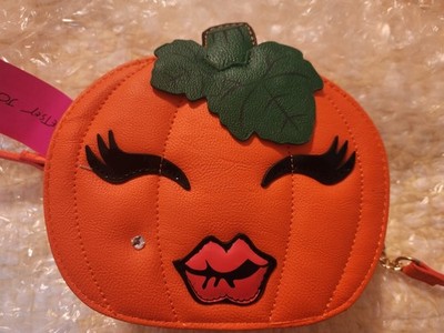NWT Betsey Johnson Pumpkin Kitsch Crossbody Bag Purse Orange Jack O Lantern Stem