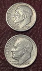 USA- Two Roosevelt Dimes 1959-P & D 90% Silver- FREE SHIP!