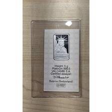 Credit Suisse 5 Gram Platinum Bar 999.5 Liberty Reverse Older Assay Card 2046.61 per troy oz