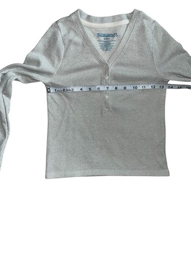 Thereabouts Girls Metallic V-Neck Half Button Long Sleeve Shirt Size M 10/12 - Picture 4 of 9