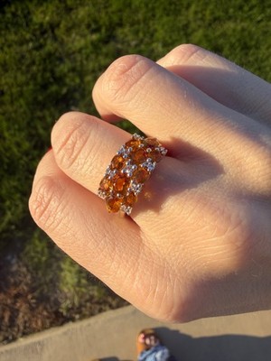 2,48 ctw echter Citrin und weißer Topas 14K Gold über 9,25 Sterlingsilber Ring