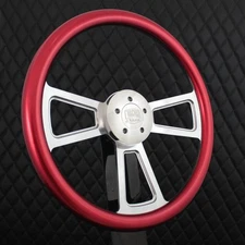 (T06) 18" Aluminum Steering Wheel Big Rig Metallic Red For Freightliner 2007+