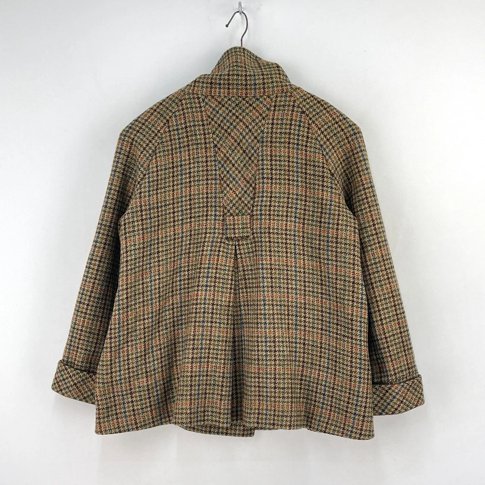 Casaco feminino Walker Slater tweed swing 8 marrom xadrez funil pescoço country - Imagem 3 de 4