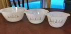 Anchor Hocking Fire King Vintage Nesting Bowls Atomic Candle Glow Milk Glass 3