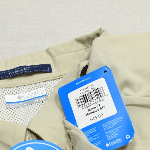 NEU Columbia Button Down Herrenhemd Kurzarm Tamiami Größe 5X festes Polyester - Bild 7 von 8