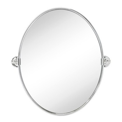 TEHOME Oval Chrome Metal Pivot Bathroom Vanity Mirror Tilting Vanity Mirrors for