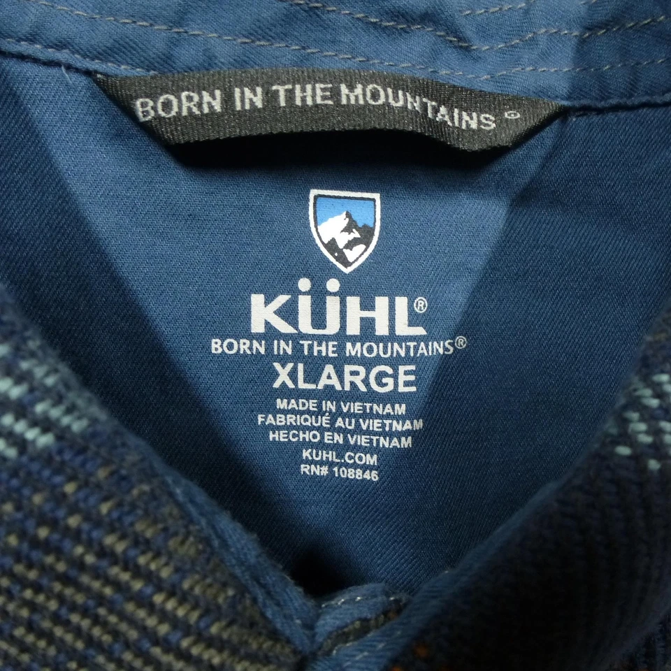 Camisa KUHL Para Hombre Extra Grande Azul Marrón Rayas Franela Algodón Estilo Tencel 7334 Foto 4 de 4