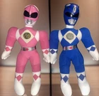 Vintage 1993 Saban Mighty Morphan Power Ranger Pink & Blue Plush Figures 12”
