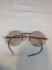 Vintage Round Wire Metal Sunglasses With Pink Lenses made in Japan