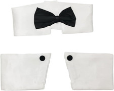 Bow Tie and Cuff Set, Waiter Costume Accessory, Black and White, One Size