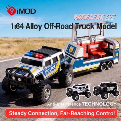 RC Hummer Police Car 1/64 2.4G Remote Control Off Road Truck Mini Kids Toys