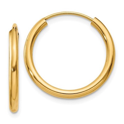 10 Karat Gelbgold poliert rund endlos 2 mm Creolen perfektes Geschenk für sie