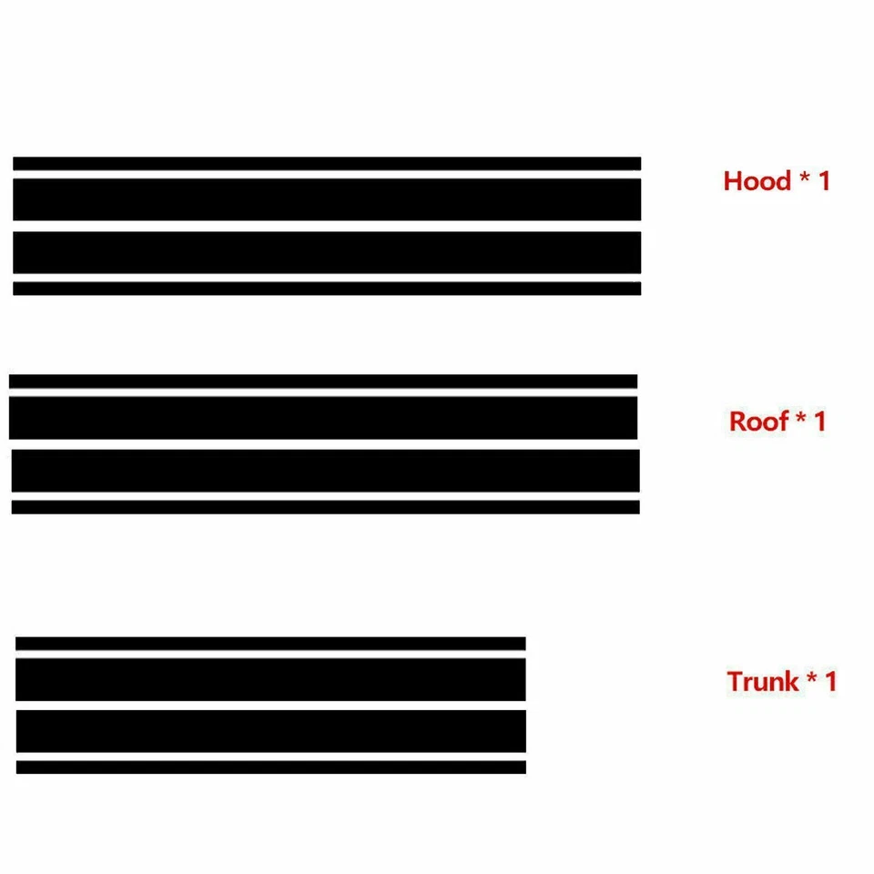 Calcomanía adhesiva de vinilo de carreras de 13,7 pies de doble rayas apta universal para automóvil SUV camión Foto 3 de 4