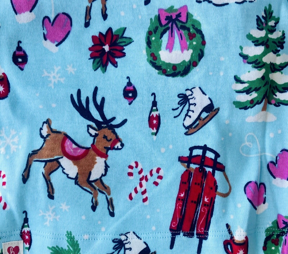 Hatley Christmas Cabin Organic Pajama Set Snowman Reindeer Candy Canes Size 