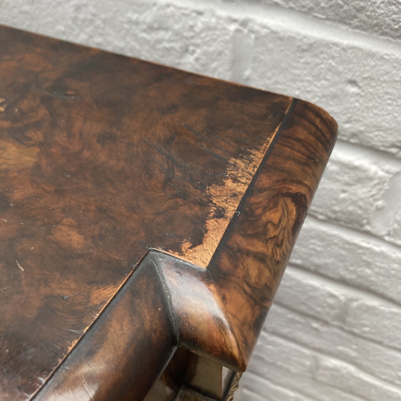 Antique Victorian Burr Walnut Bow Ended Credenza/Display (with