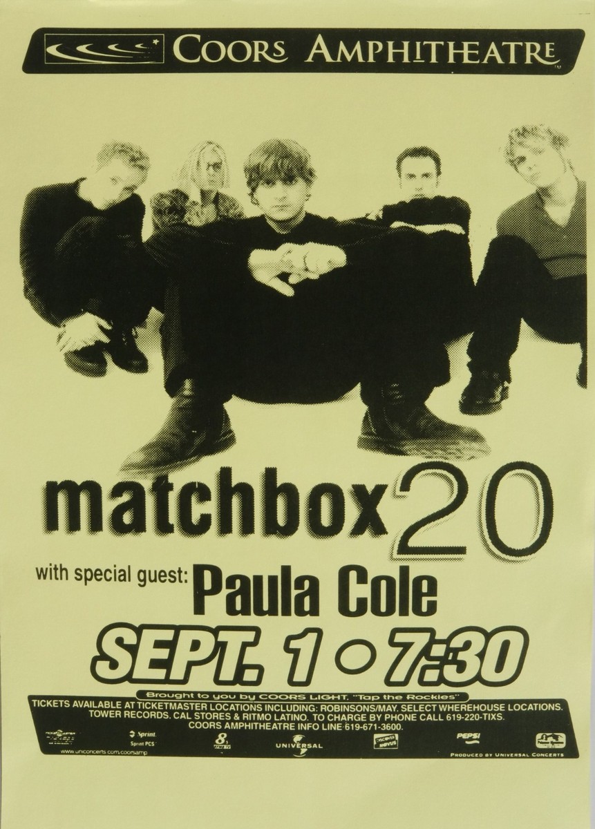 MATCHBOX 20 SAN DIEGO 1998 CONCERT TOUR POSTER - Band Sitting