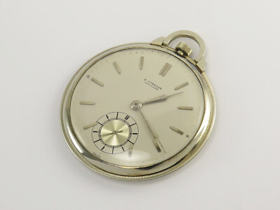 Fine Art Deco E. Gubelin 18k Solid White Gold Manual Wind Pocket Watch 
