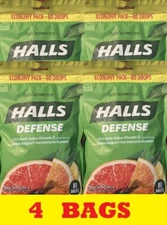 4x Halls Defense Assorted Citrus ECONOMY PACK 80 / 320 Cough Drops 4 BAGS PACKS