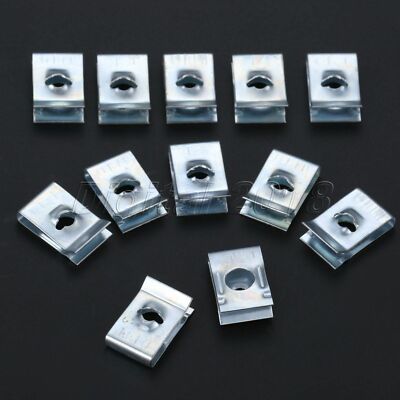 50Pcs Car U Clips 17x11mm Fasteners Retaining Screws For 6mm Silver Nuts Metal