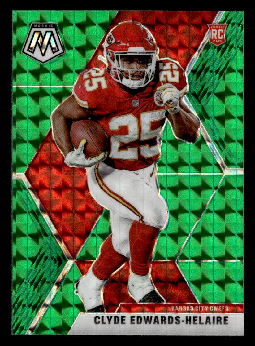 Clyde Edwards-Helaire 2020 Mosaic Prizm Green Rookie Card #212 Chiefs