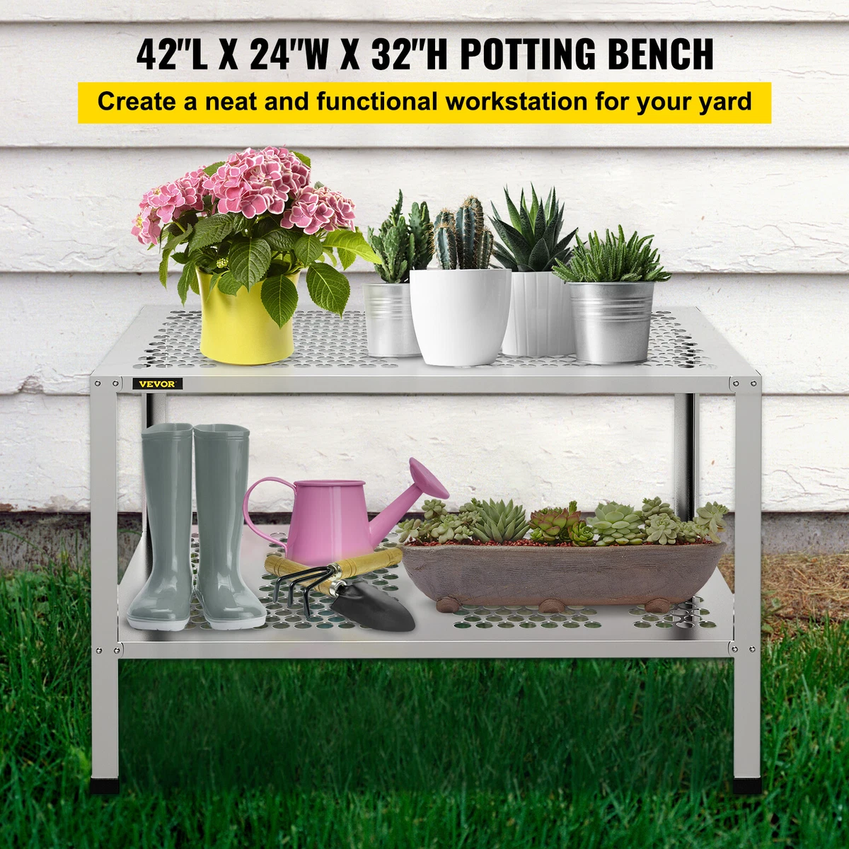 VEVOR Potting Bench Table Garden Work Planting Bench Aluminum