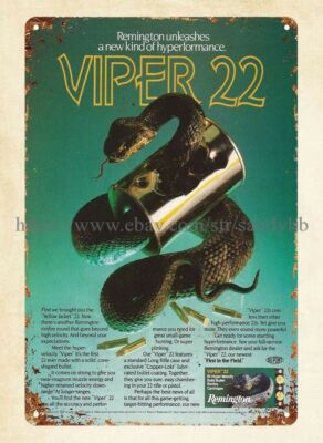 1982 Viper 22 Rimfire Ammunition Ad metal tin sign shop wall art firearmgun