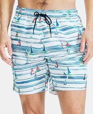 Nautica Men's Quick-Dry Sailboat Print 7.5'' Swim Trunks, Blue Multi, XL