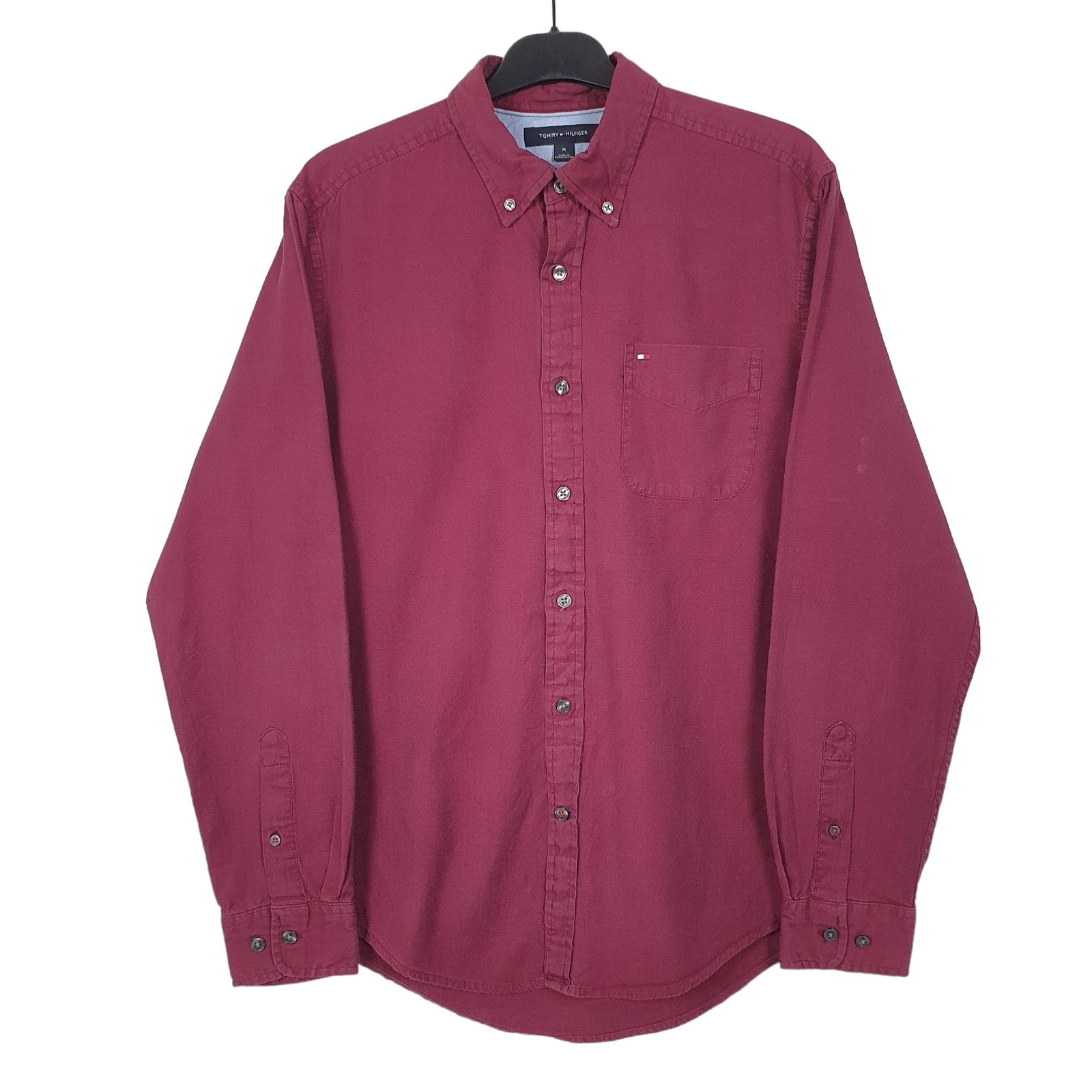 TOMMY HILFIGER Burgundy Shirt Long Sleeve Casual Mens S
