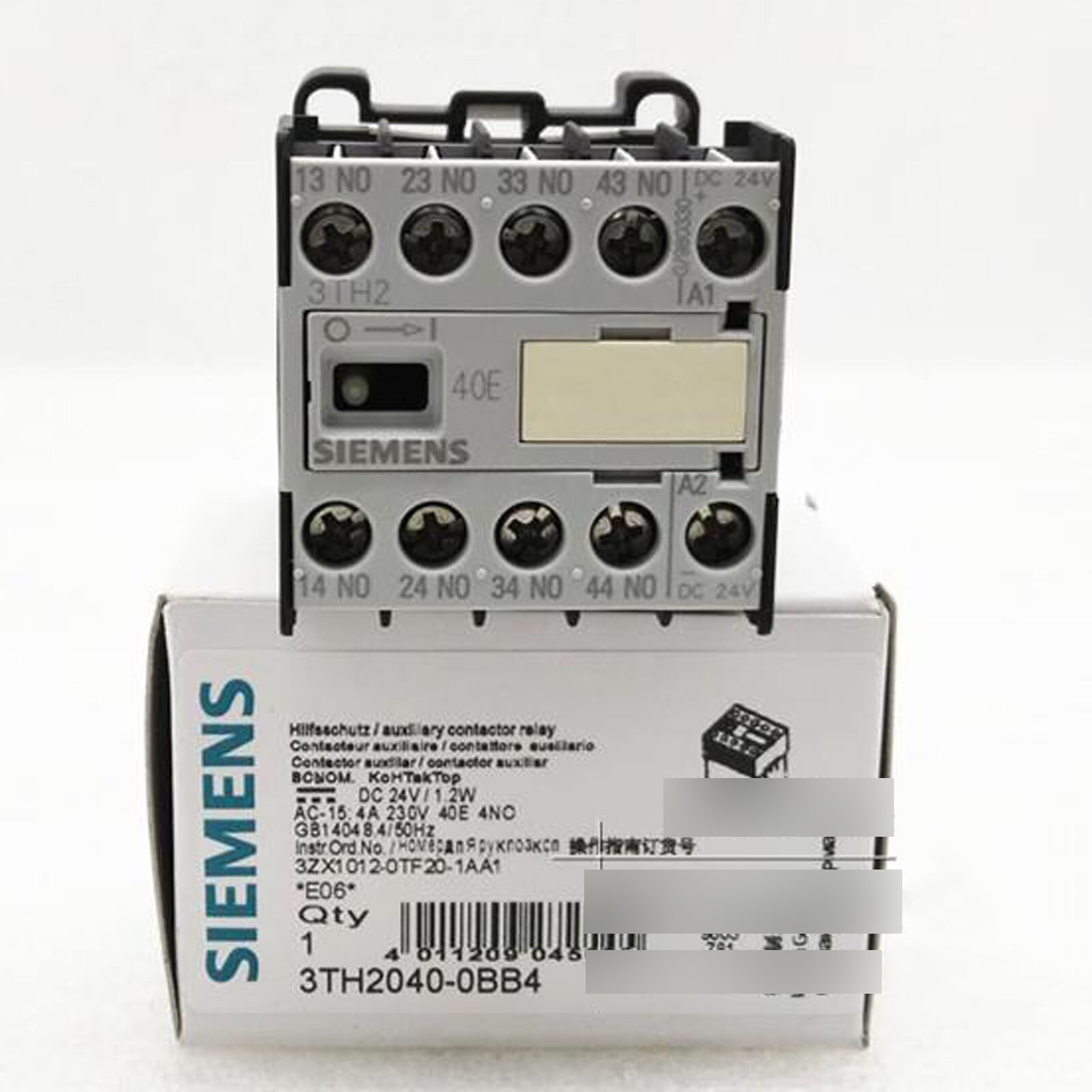 Relais Intermédiaire Siemens 3TH3040-0XB0 AC24V – 1 Pièce Neuve – Pour Commandes Industrielles 24V AC