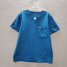 Figs Women Scrub Top Medium Blue Technical Collection Pockets Short Sleeve READ