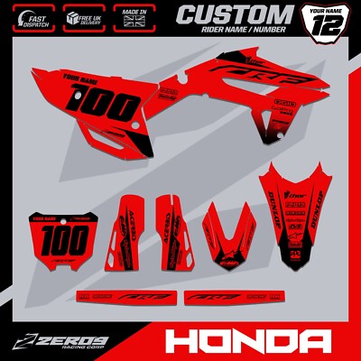 HONDA MOTOCROSS GRAFIK KIT CUSTOM MX GRAFIK AUFKLEBER CRF BLOK ROT/BLK