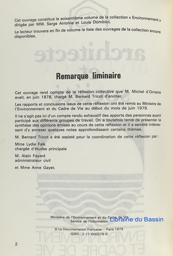 Architecte et société Environnement et cadre de vie B. Tricot 1979 - Imagen 3 de 5