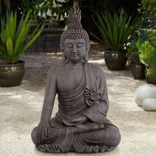 Meditating Buddha Bhumisparsha Mudra With Large Ushnisha  Cast Resin 3.5 Feet H