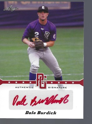 2013 Leaf Perfect Game Autographs Red #DB1 Dale Burdick 2/5