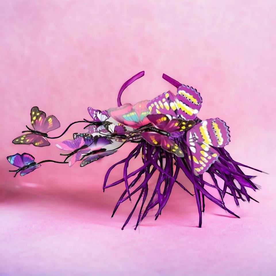 Butterfly Bliss Headband: Flaunt Your Wings This Mardi Gras! 🦋 Purple Headpiece - Image 4 of 4