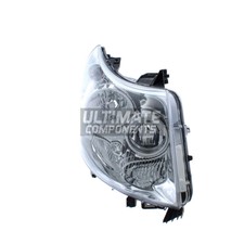 TYC Front Left & Right Headlight Set For Peugeot Boxer 2006-2014, Halogen With Motors, Silver