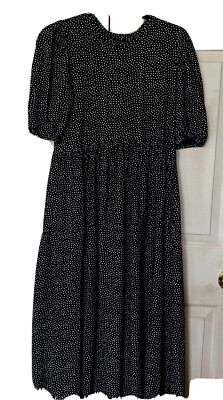 zara black and white midi dress Zara Black & Cream Printed Long Sleeve Midi Dress