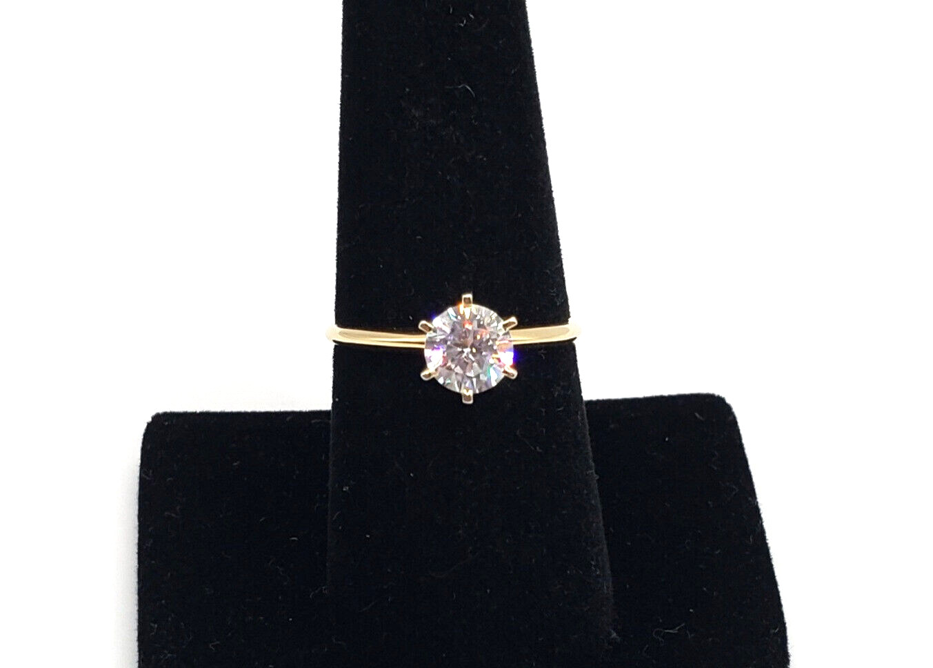 14K Yellow Gold Diamond Essence Simulated Zirconia Engagement Ring - Size 7.75