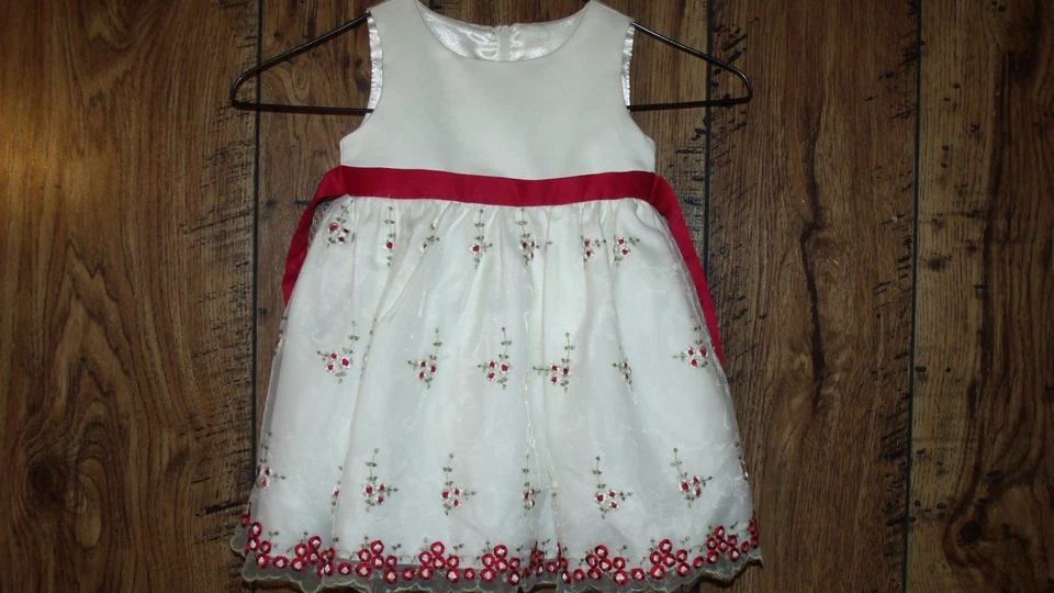 CINDERELLA 2-PIECE GIRL'S SIZE 18 M IVORY/w BURGUNDY FLOWERS & COVER SET EUC Foto 3 de 4