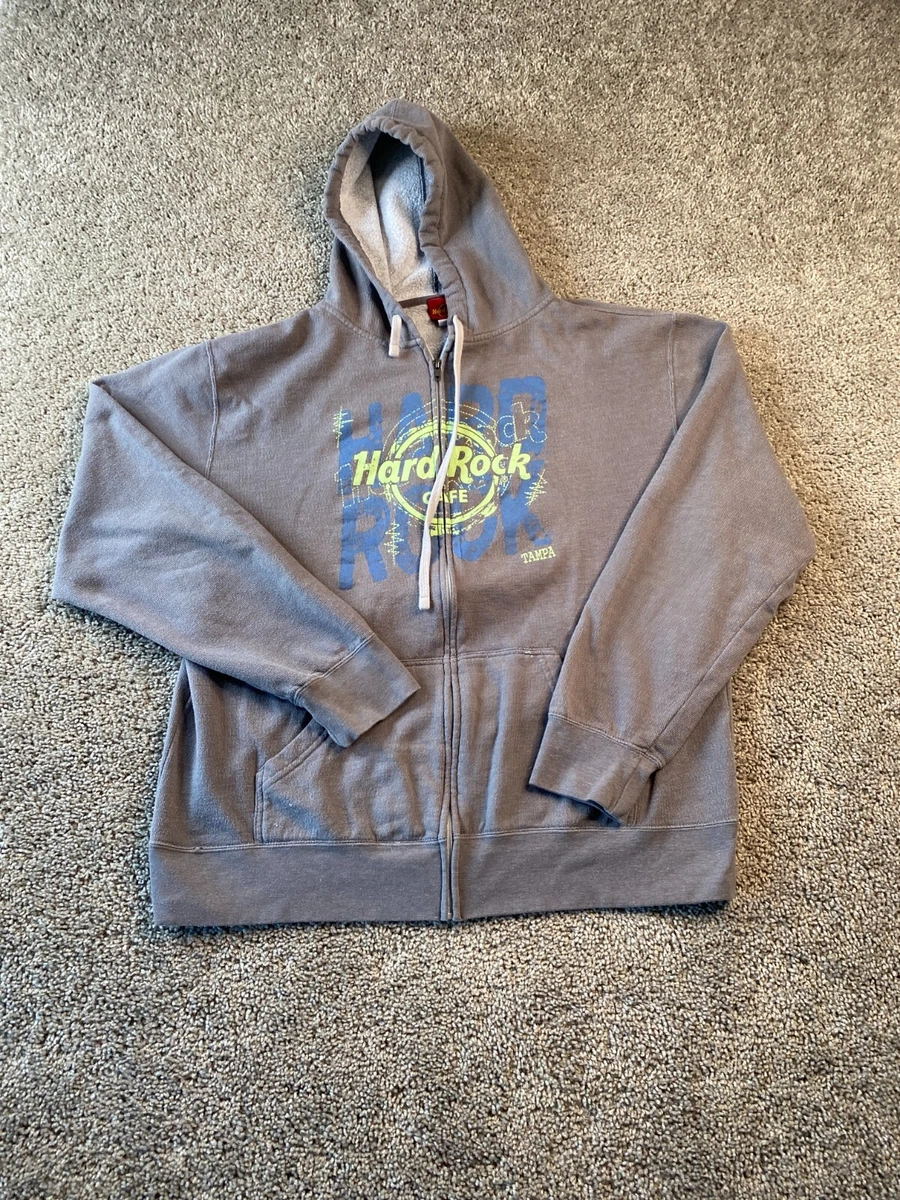 Hard Rock Cafe Sweater Womens XXL 2XL Gray Green Hoodie Tampa