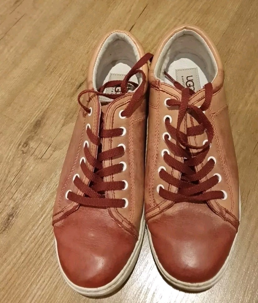 Ugg Australia Women's Pink Leather Lace Up Casual Shoes Sneakers Size