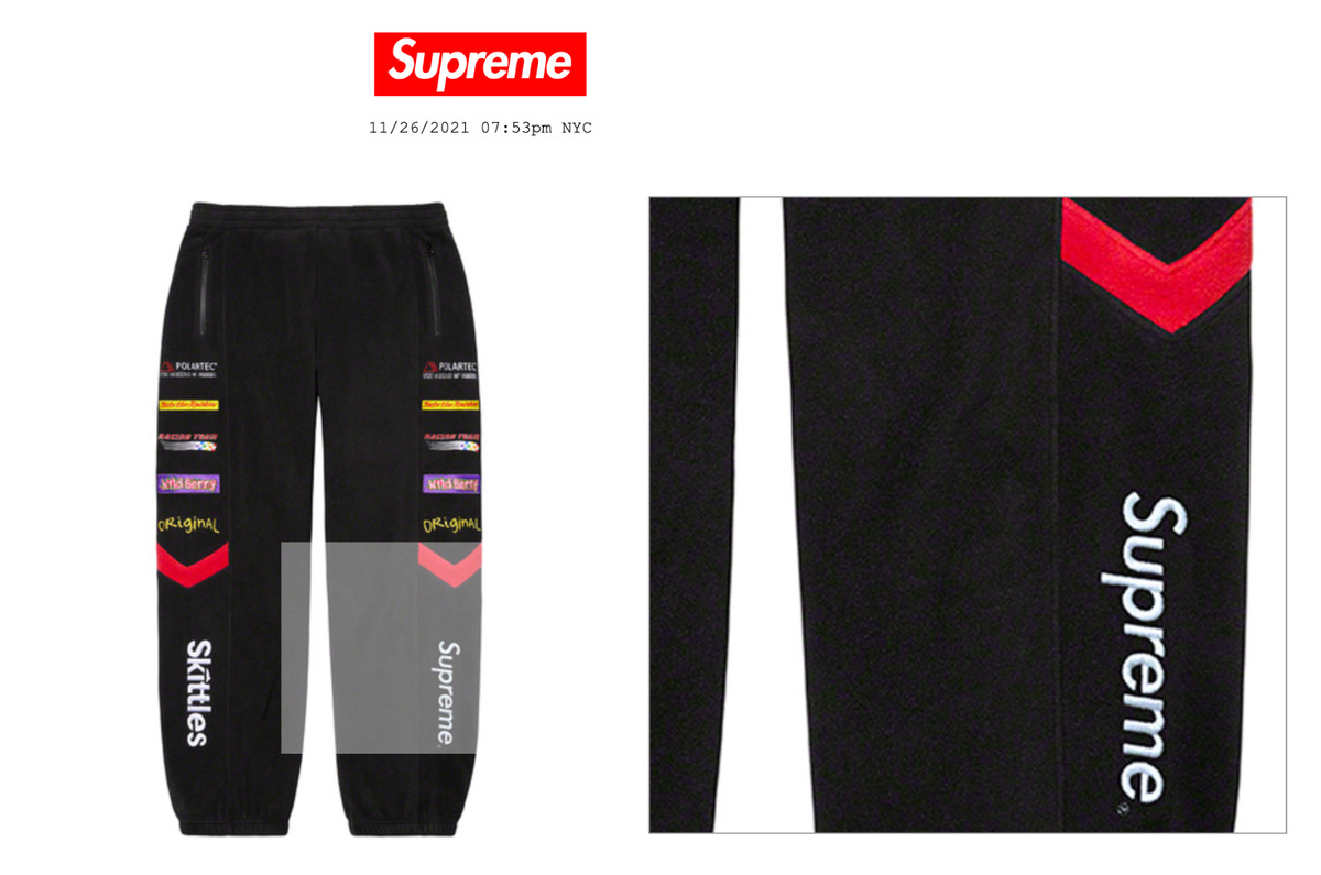 SUPREME SKITTLES POLARTEC PANT (BLACK) (LARGE) FW21 TNF SKITTLES JACKET  BEANIE