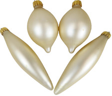 4 UT Blown Glass Teardrop Icicle Christmas Ornaments Matt Ivory Lot D1201
