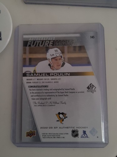 2023 UD SP AUTHENTIC #145 SAMUEL POULIN FUTURE WATCH AUTO 462/999 - Picture 2 of 2
