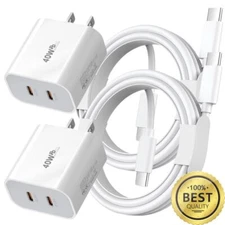 PD 40W Power Fast Wall Charger USB-C to C Cable For iPhone 15 16 17 Air Pro Max