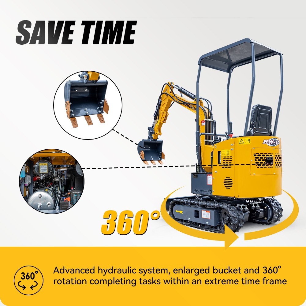 Household 1750 lb Mini Excavator With Powerful And High Digging Force B&S Engine