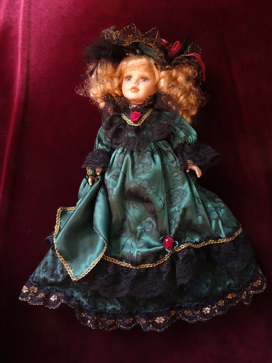 green emerald velvet dress Amazon.com: Jmisa 16" Porcelain Victoria Doll with Stand : Toys & Games