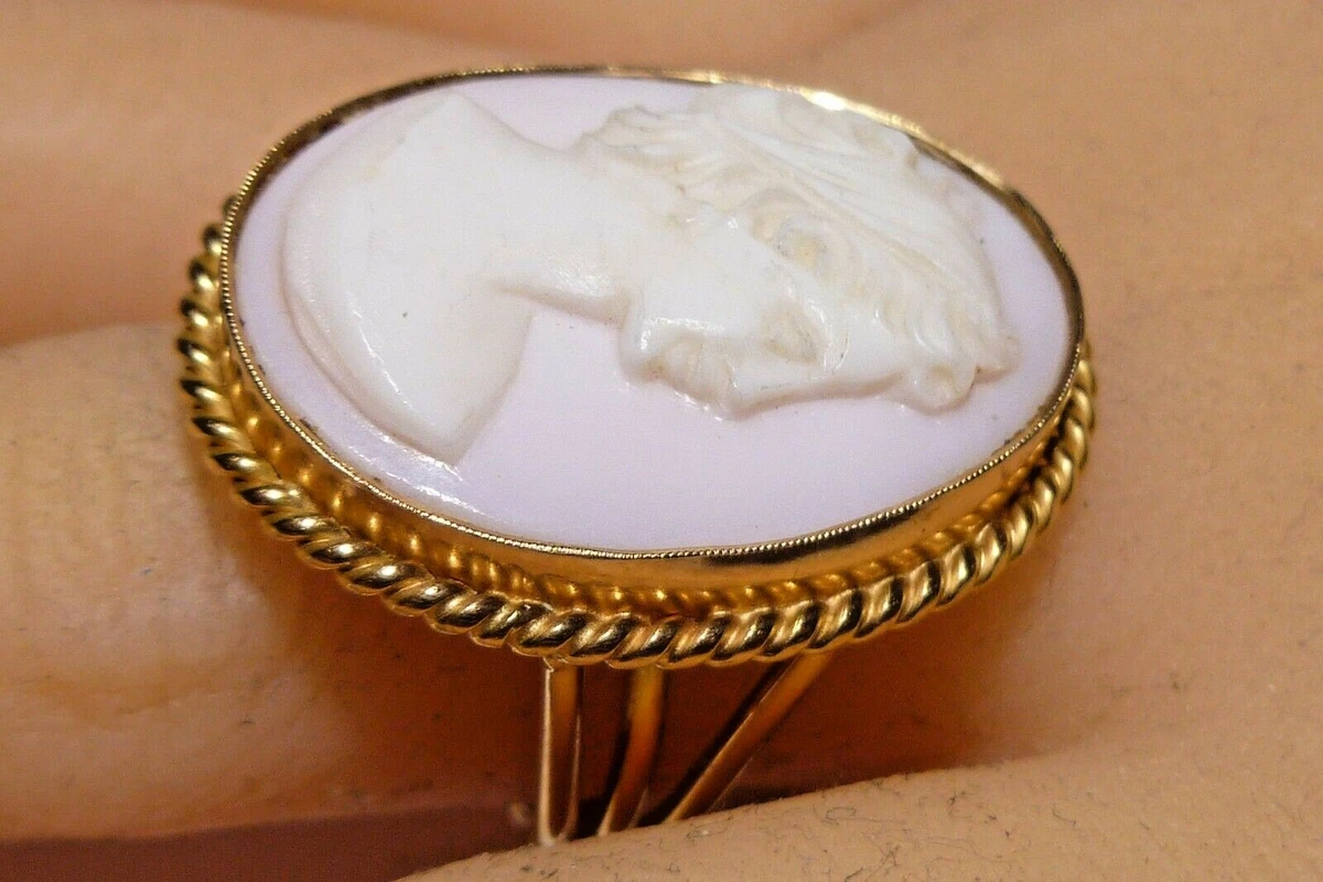 Amazing Cameo Ring 14k Solid Yellow Gold Antique Hand Made Germany