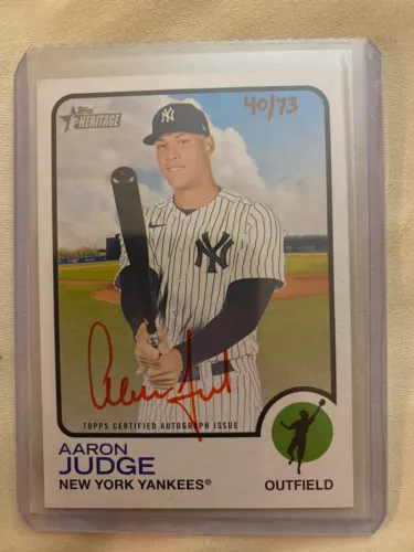 2022 Topps Heritage Aaron Judge #ROA-AJ Real One Red Ink Auto #/73 Yankees