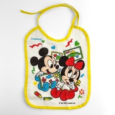VTG PLAYSKOOL 1984 DISNEY BABIES MICKEY/MINNIE MOUSE BABY BIB VINYL BACK